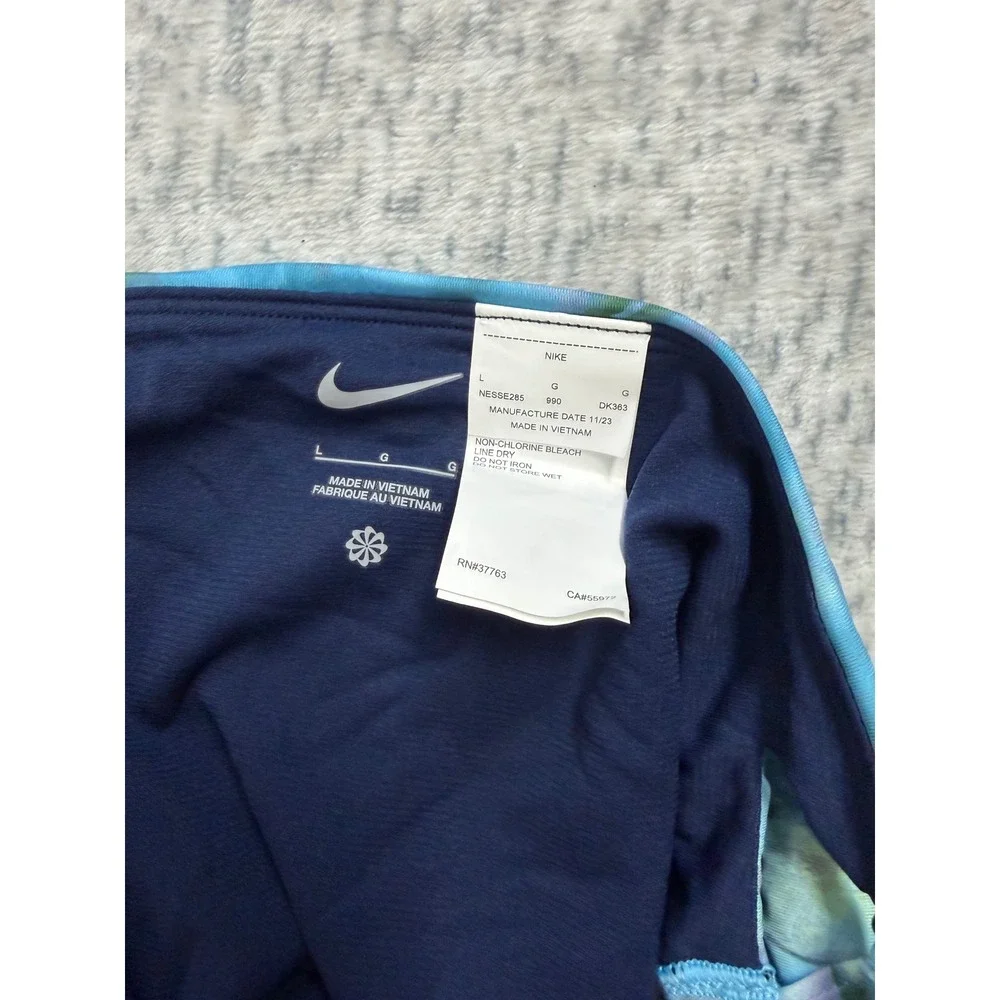 Nike Swim NESSE285 Women High Waist Strappy Bikini Bottom Blue‎ Floral L